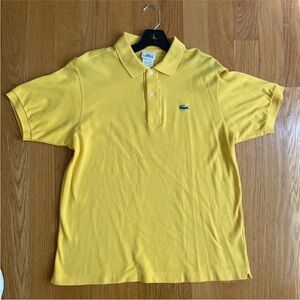 EUC Lacoste Short Sleeve Men Yellow Polo Shirt EUR 5 US Large Collar Logo